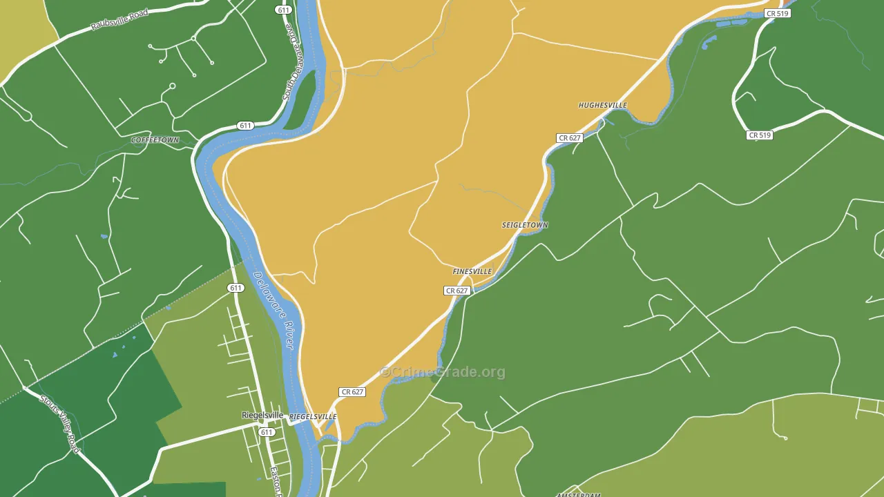 Finesville, NJ Map of Assault Rates