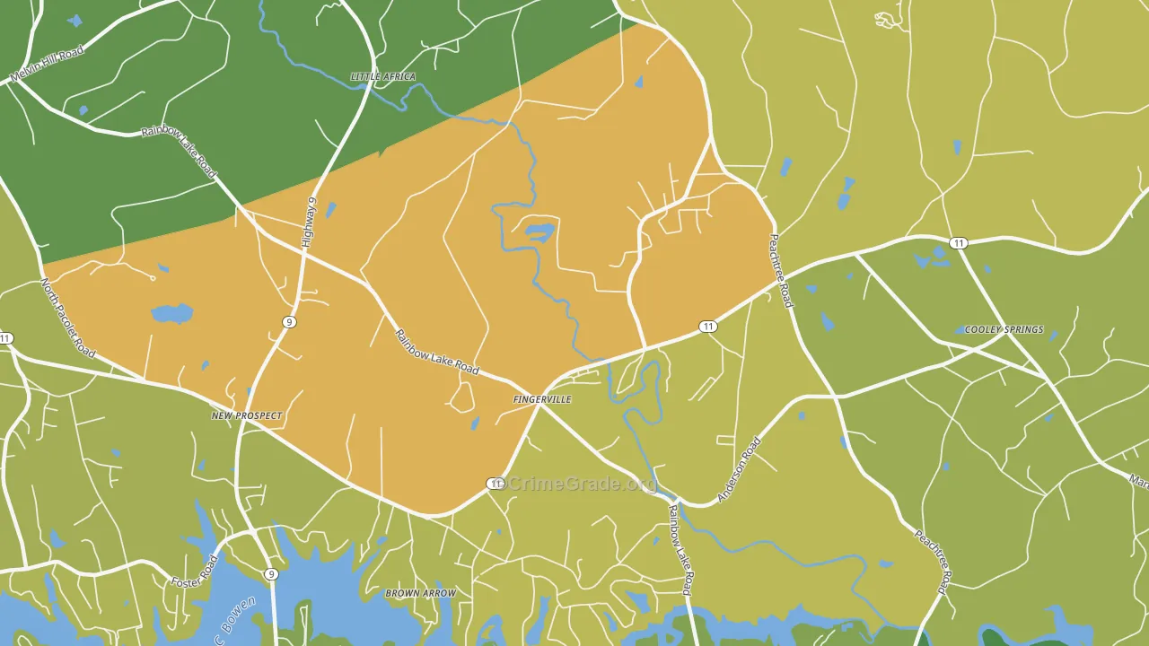 Fingerville, SC Map of Assault Rates