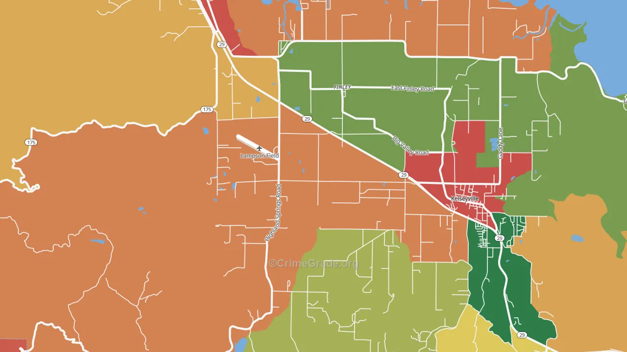 Finley, CA Map of Assault Rates