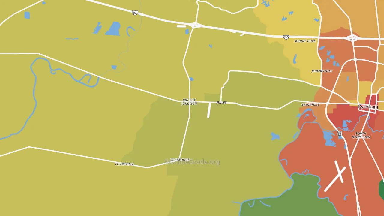 Finley, TN Map of Assault Rates