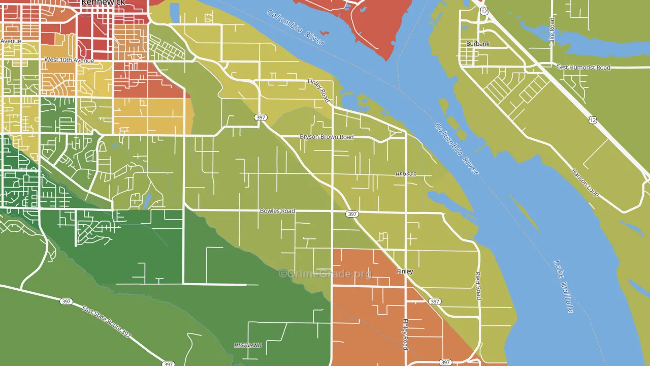 Finley, WA Map of Assault Rates