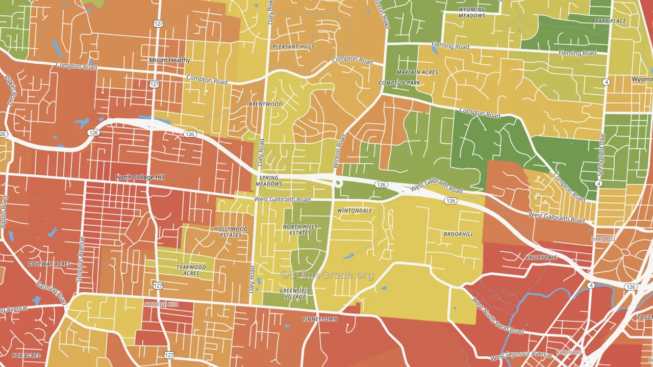 Finneytown, OH Map of Assault Rates