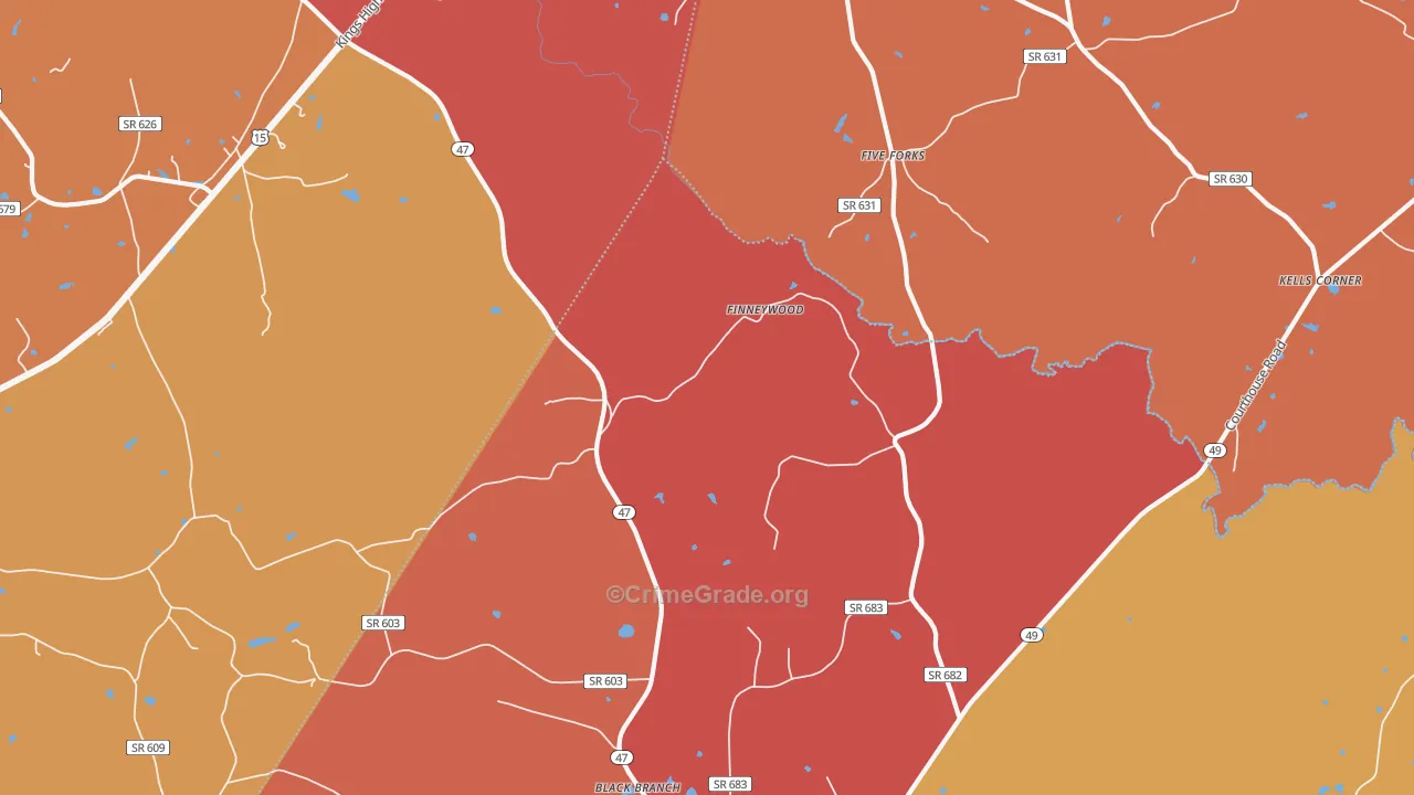 Finneywood, VA Map of Assault Rates