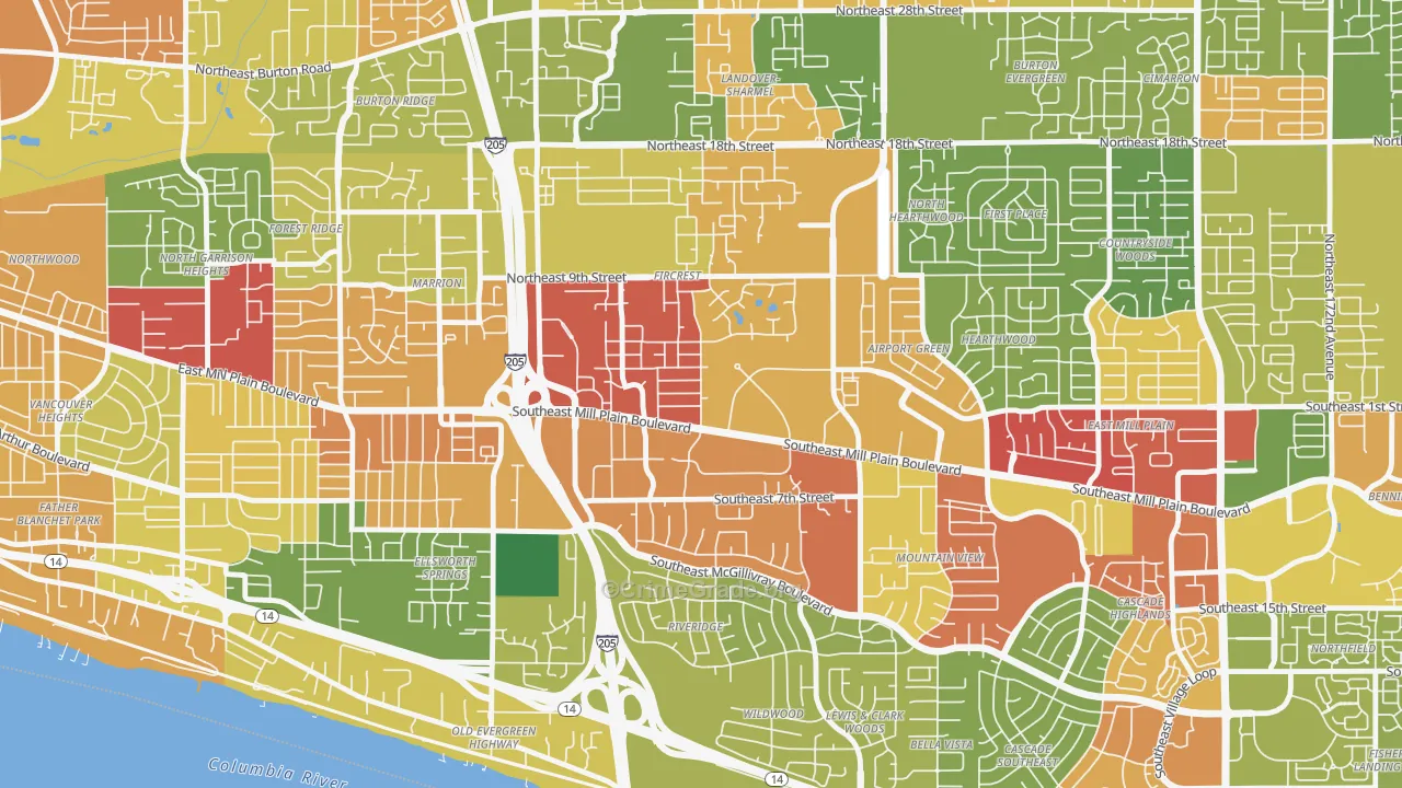 Fircrest, Vancouver, WA Map of Assault Rates