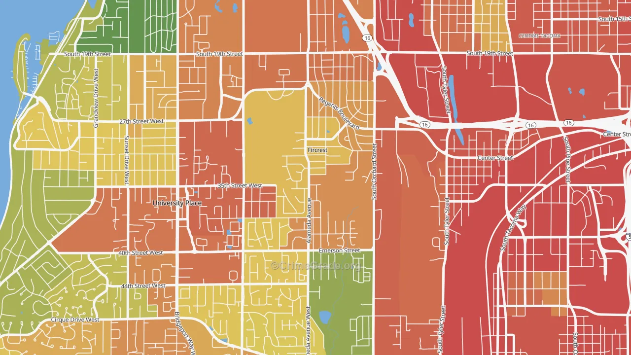 Fircrest, WA Map of Assault Rates