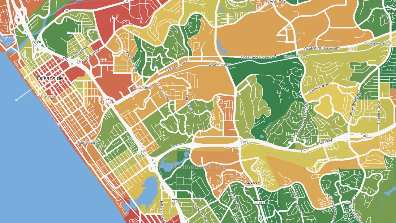 Fire Mountain, Oceanside, CA Map of Assault Rates