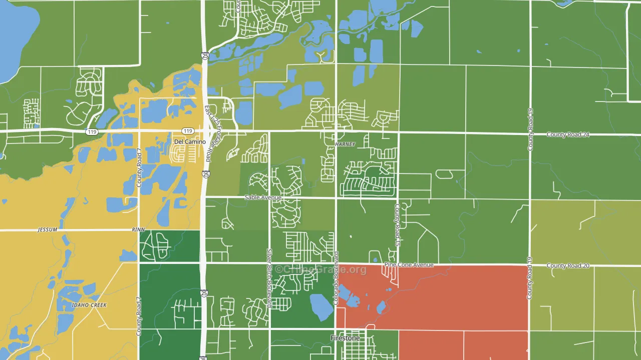 Firestone, CO Map of Assault Rates