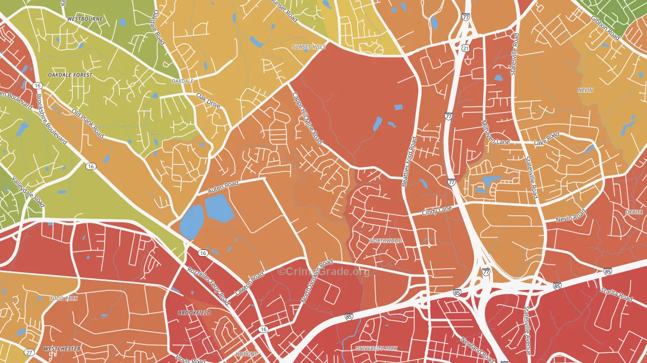 Firestone-Garden Park, Charlotte, NC Map of Assault Rates
