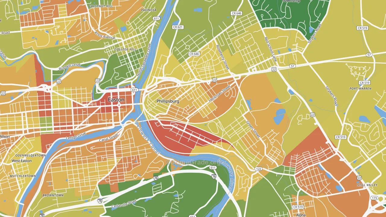 Firthtown, Phillipsburg, NJ Map of Assault Rates
