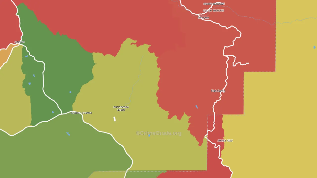 Fish Camp, CA Map of Assault Rates