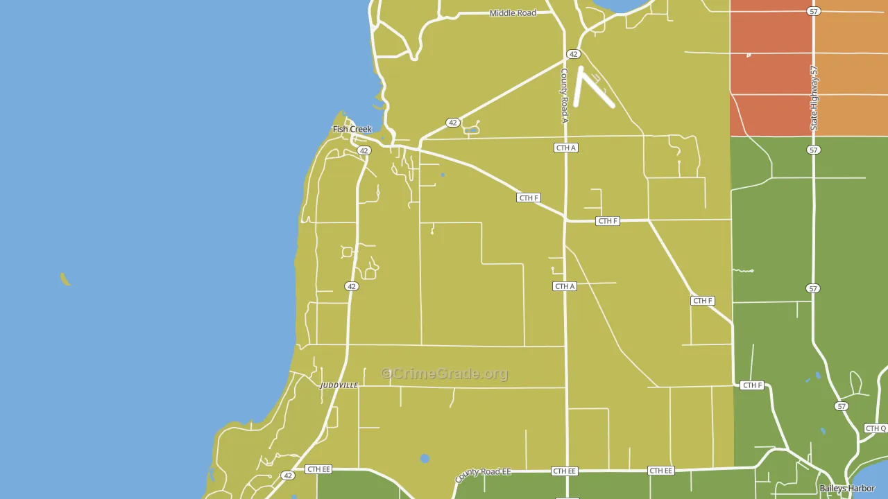 Fish Creek, WI Map of Assault Rates
