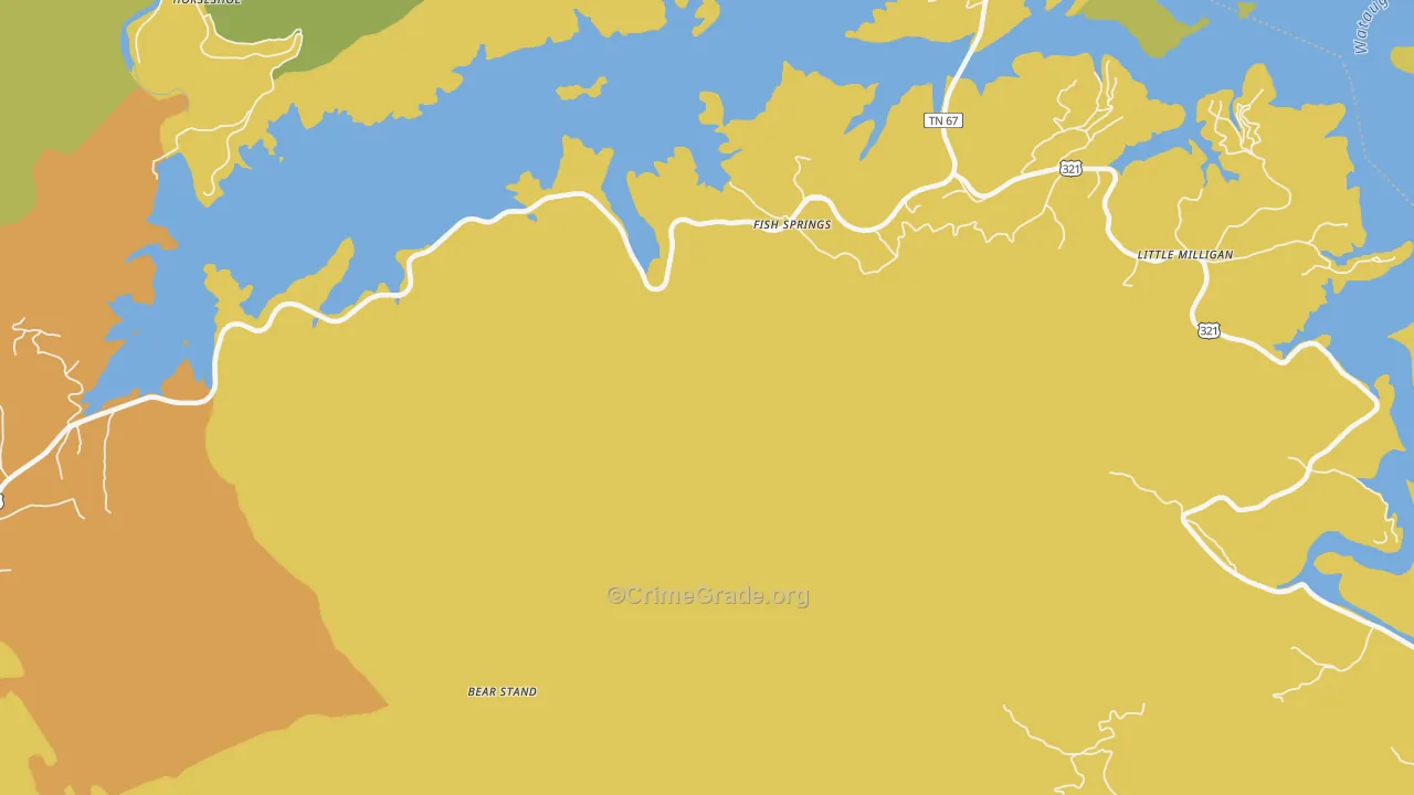 Fish Springs, TN Map of Assault Rates
