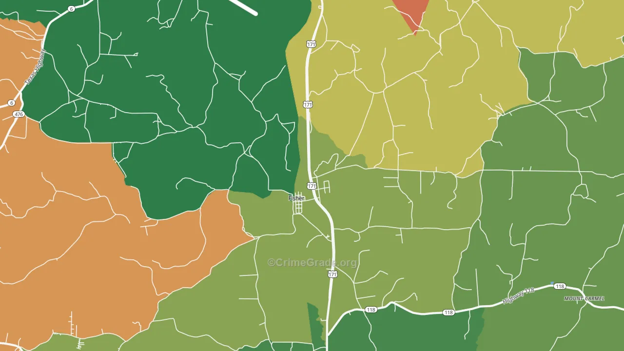 Fisher, LA Map of Assault Rates