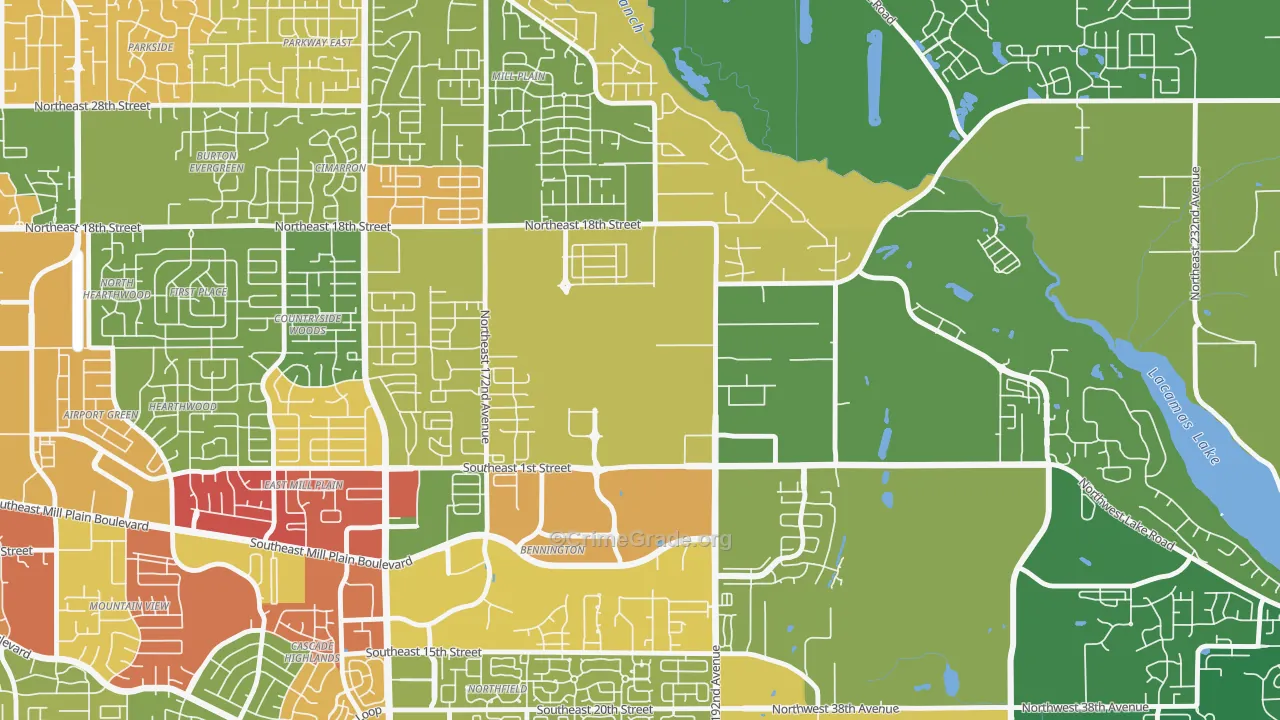 Fisher-Mill Plain-Fisher's Village, Vancouver, WA Map of Assault Rates