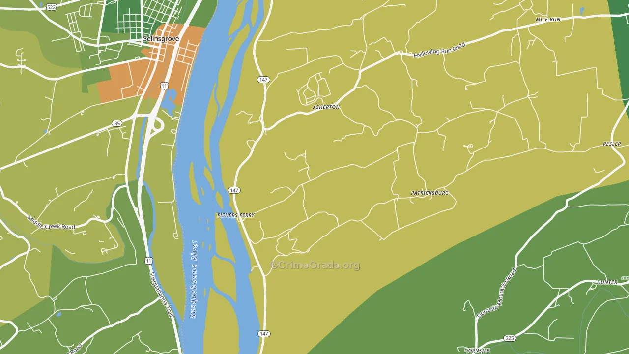 Fishers Ferry, PA Map of Assault Rates