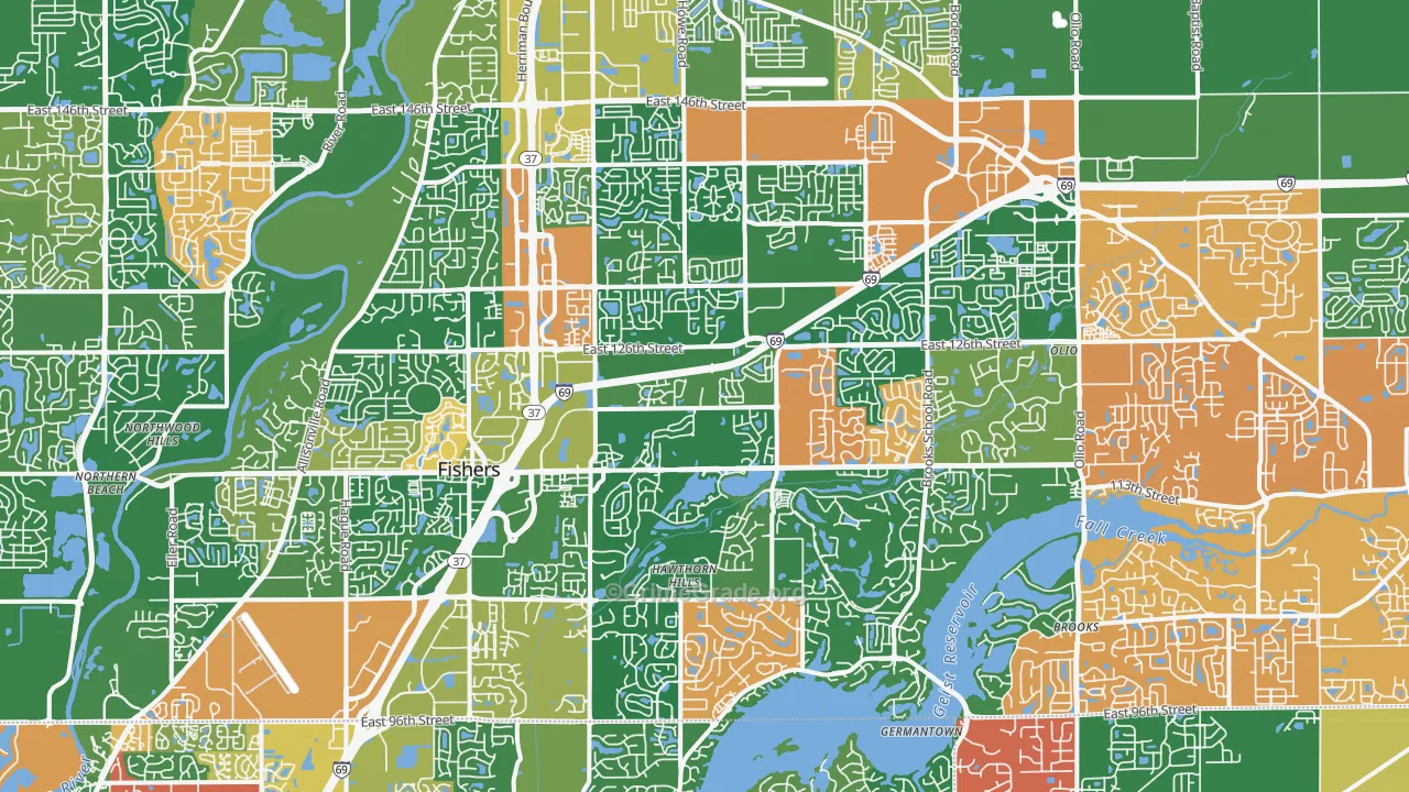 Fishers, IN Map of Assault Rates