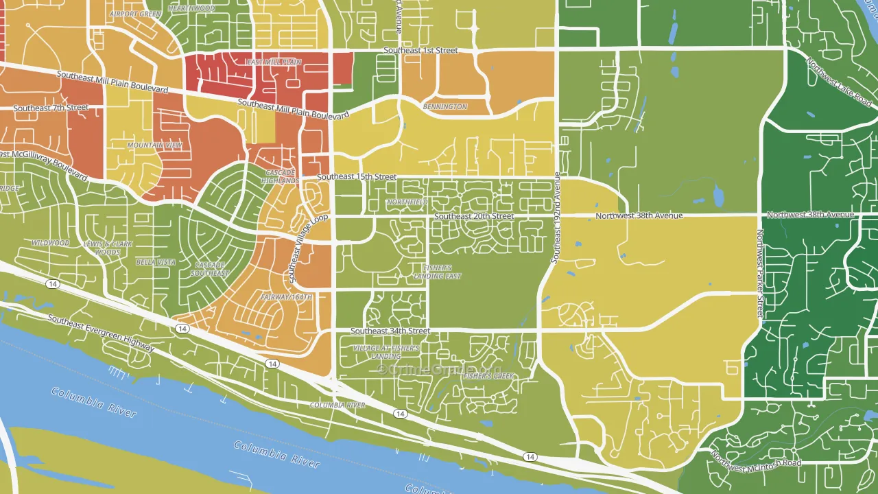 Fishers Landing East, Vancouver, WA Map of Assault Rates