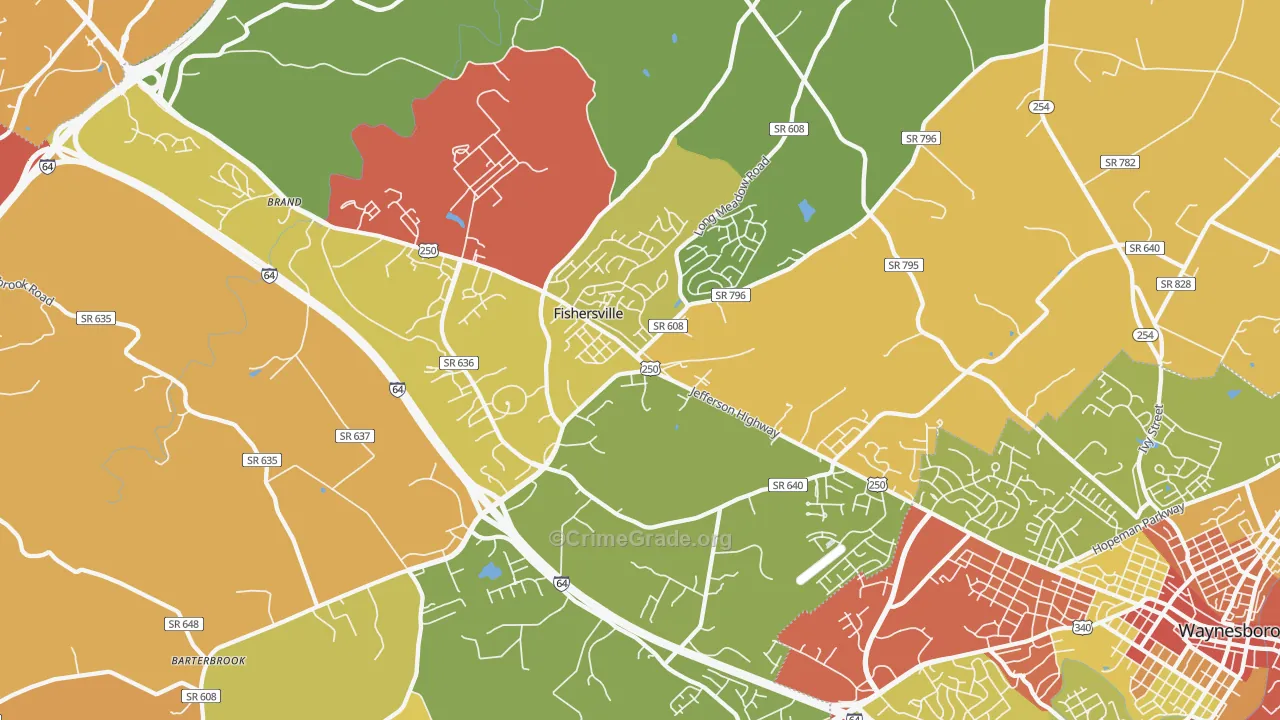 Fishersville, VA Map of Assault Rates