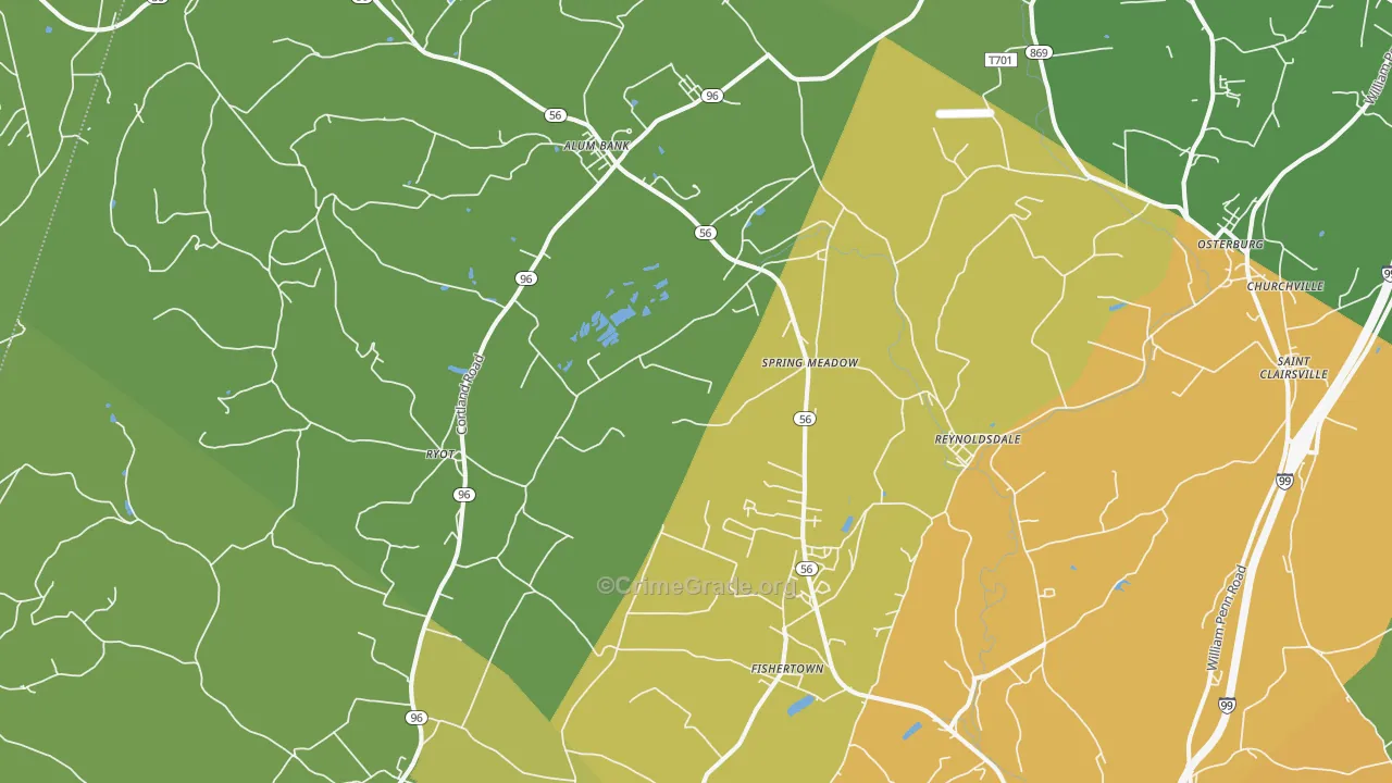 Fishertown, PA Map of Assault Rates