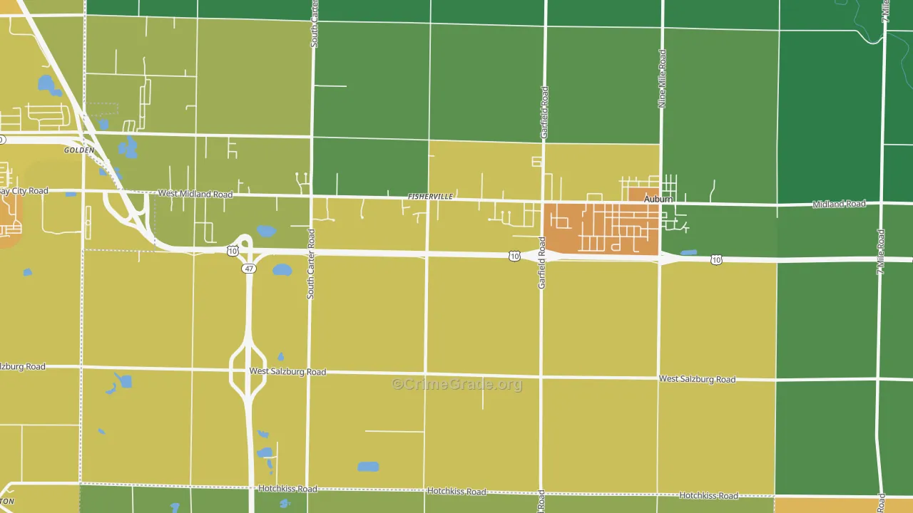 Fisherville, MI Map of Assault Rates