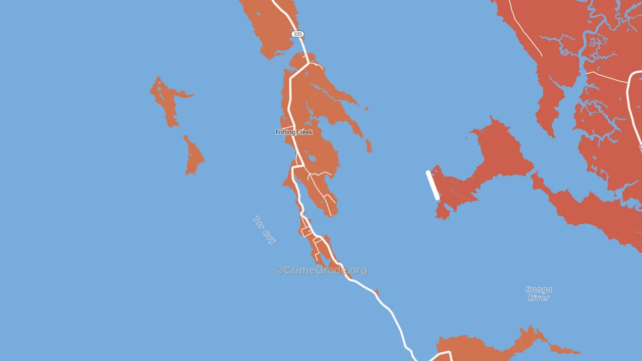 Fishing Creek, MD Map of Assault Rates