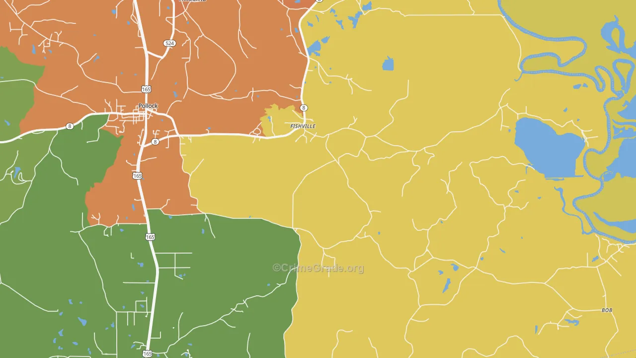 Fishville, LA Map of Assault Rates