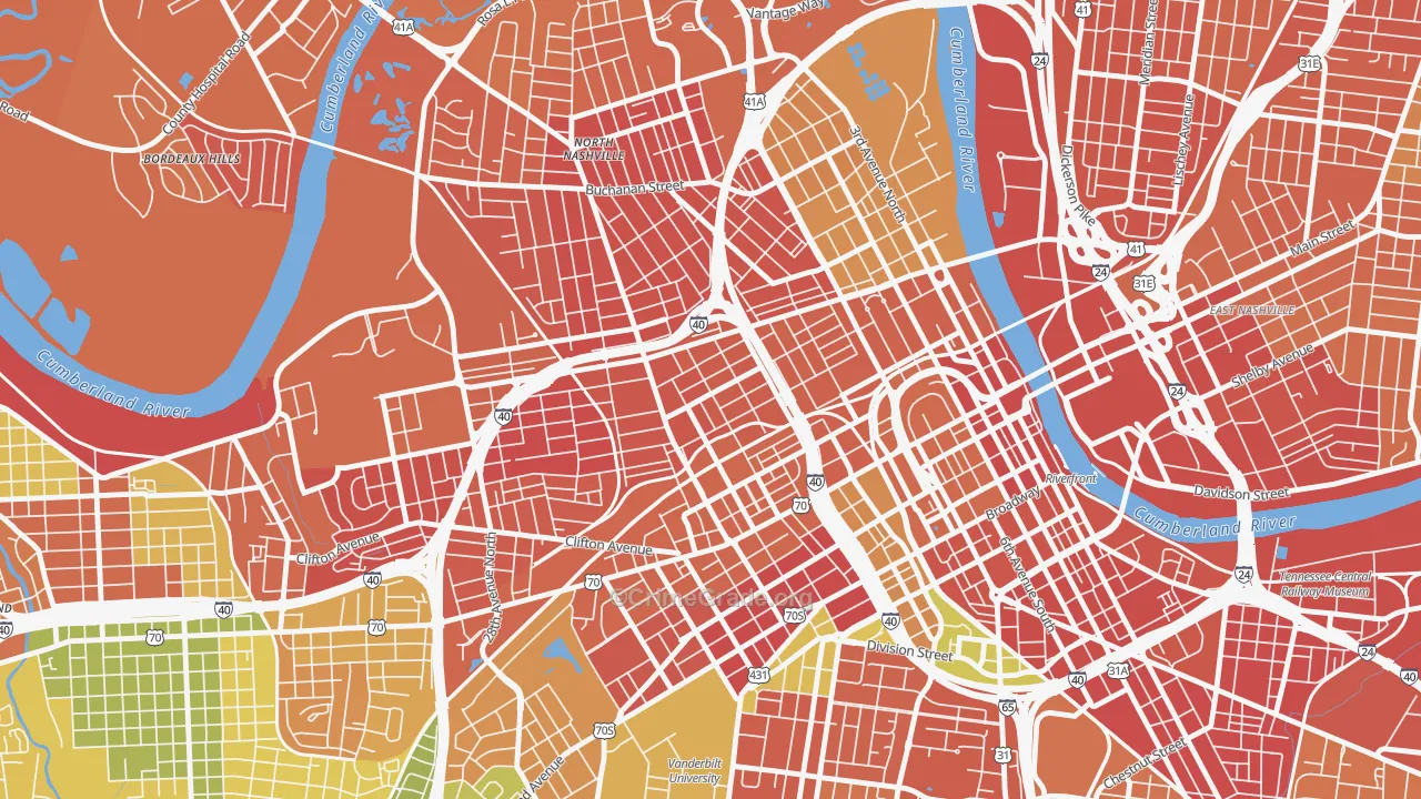 Fisk-Meharry, Nashville, TN Map of Assault Rates