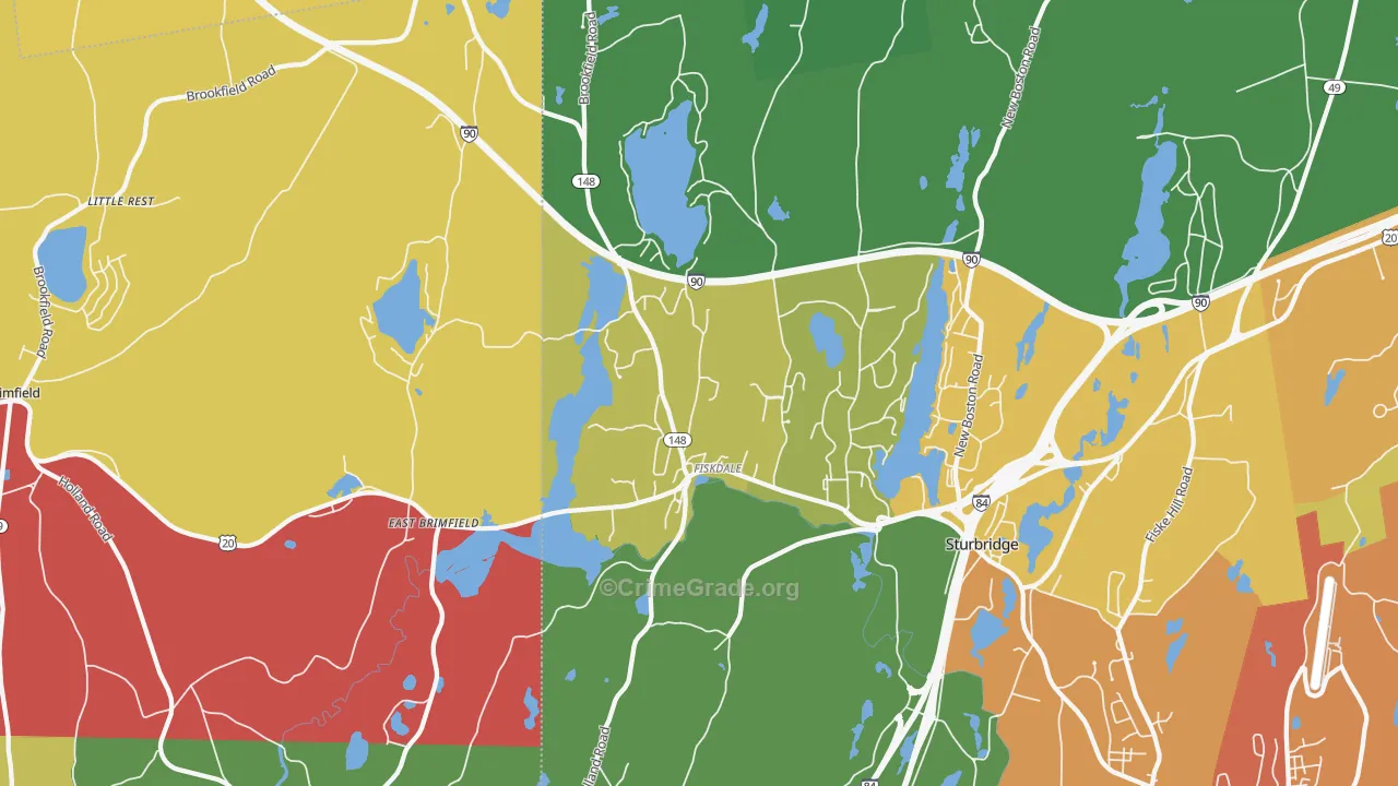 Fiskdale, MA Map of Assault Rates