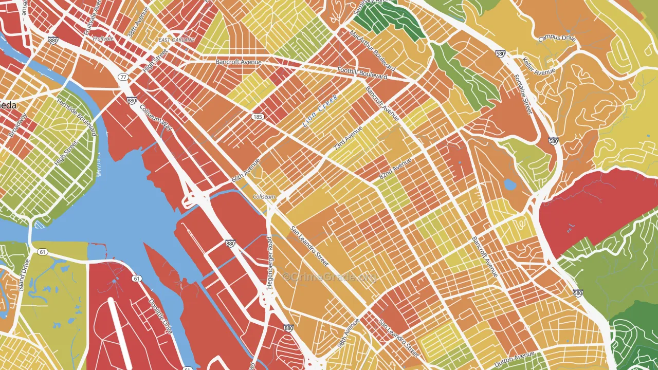 Fitchburg, Oakland, CA Map of Assault Rates