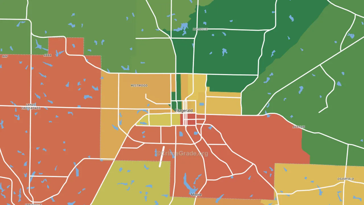 Fitzgerald, GA Map of Assault Rates