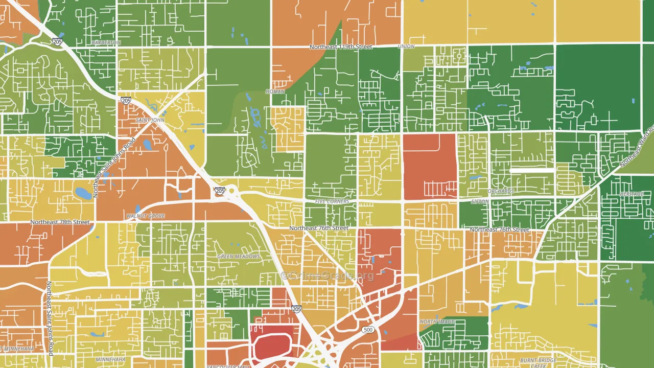 Five Corners, WA Map of Assault Rates