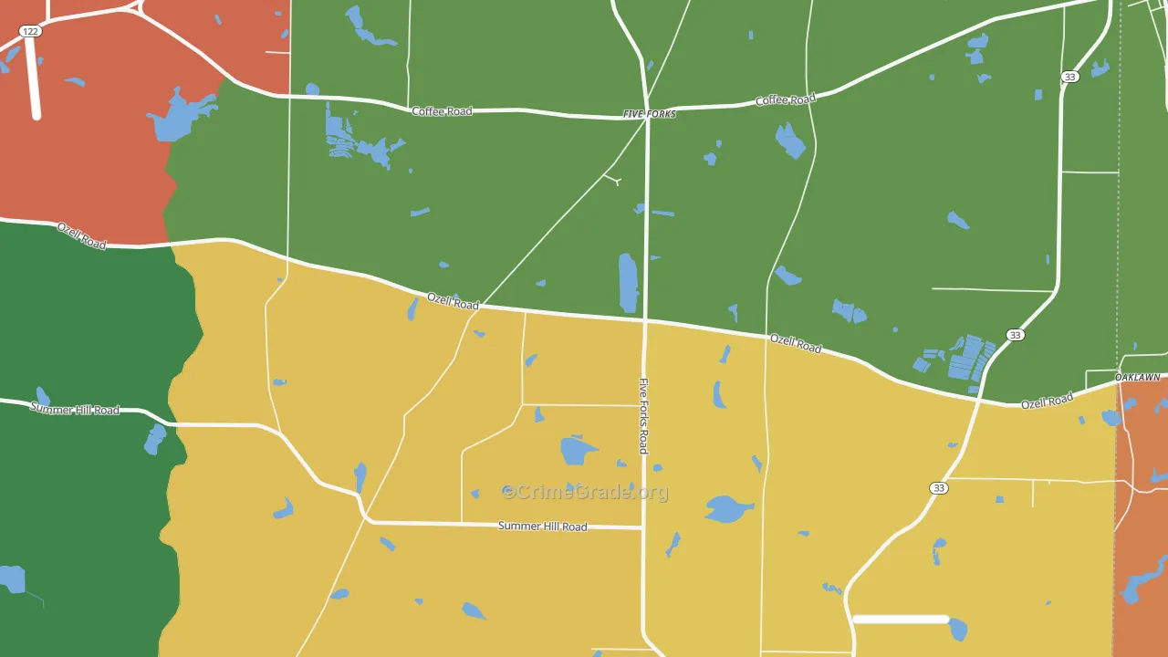 Five Forks, GA Map of Assault Rates
