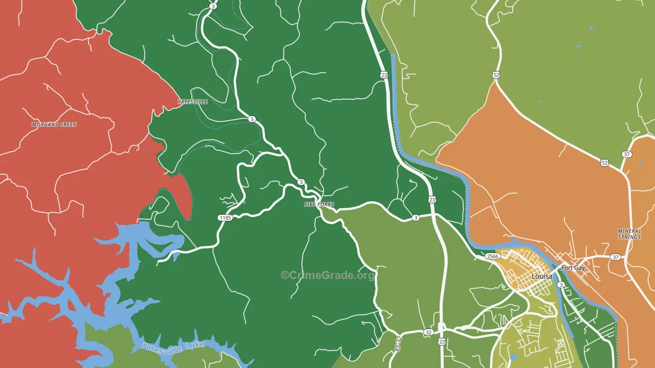 Five Forks, KY Map of Assault Rates