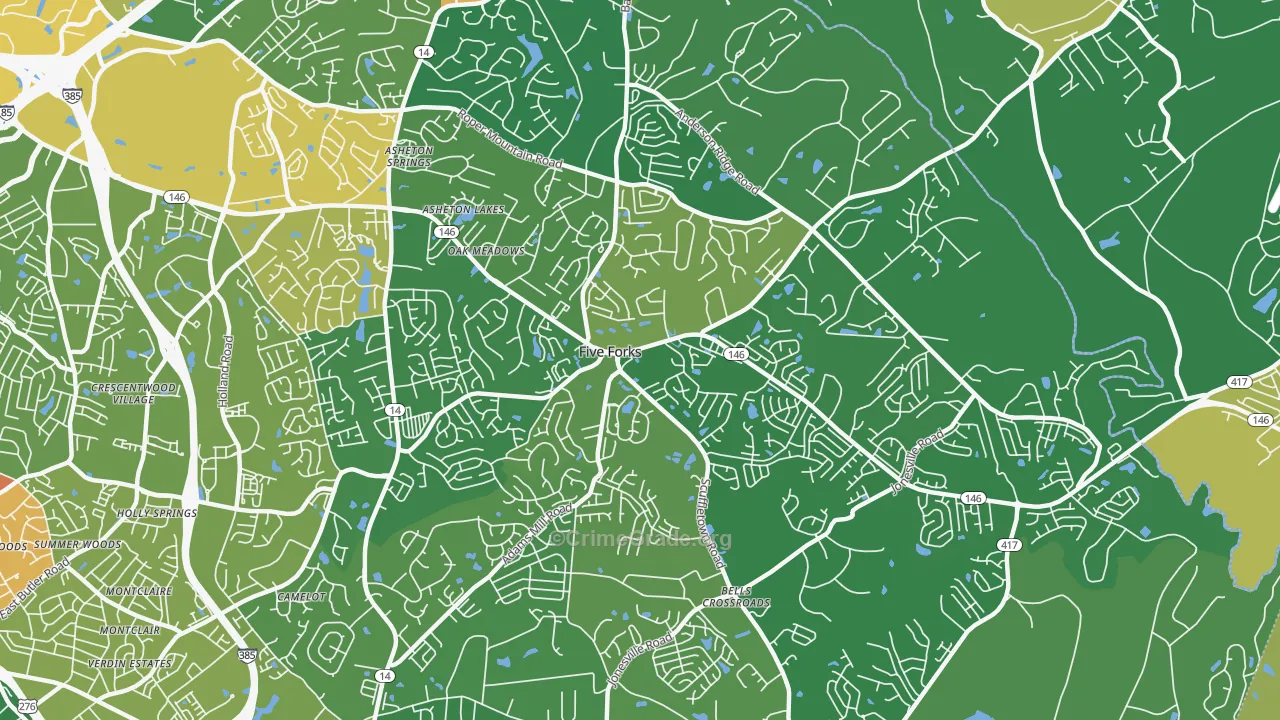 Five Forks, SC Map of Assault Rates
