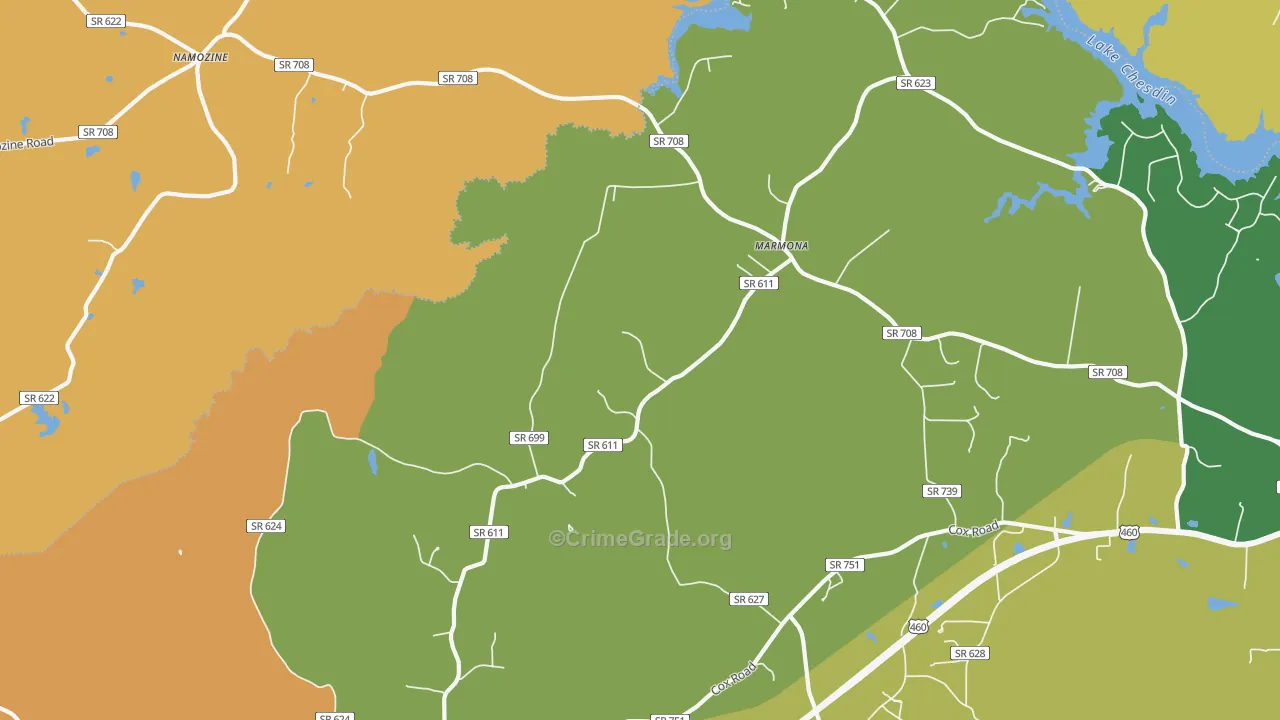 Five Forks, VA Map of Assault Rates