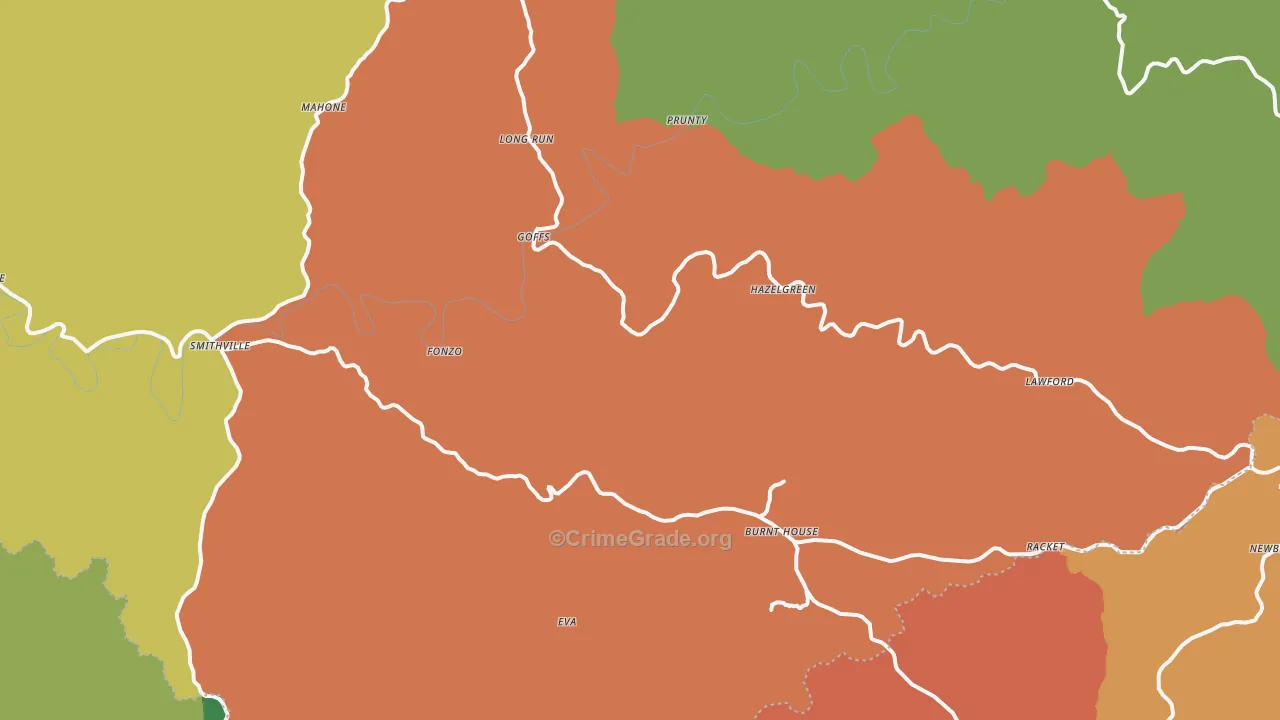 Five Forks, WV Map of Assault Rates