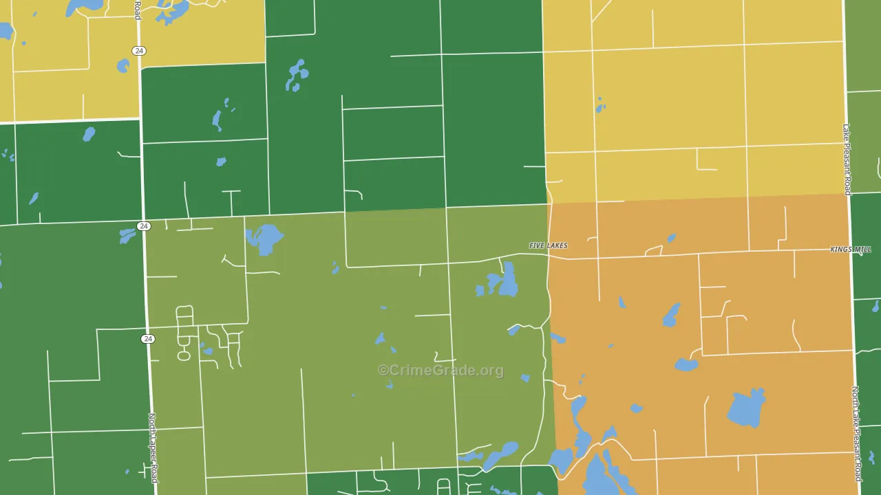 Five Lakes, MI Map of Assault Rates