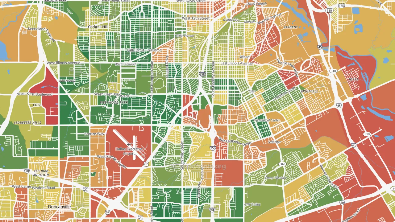 Five Mile Creek, Dallas, TX Map of Assault Rates
