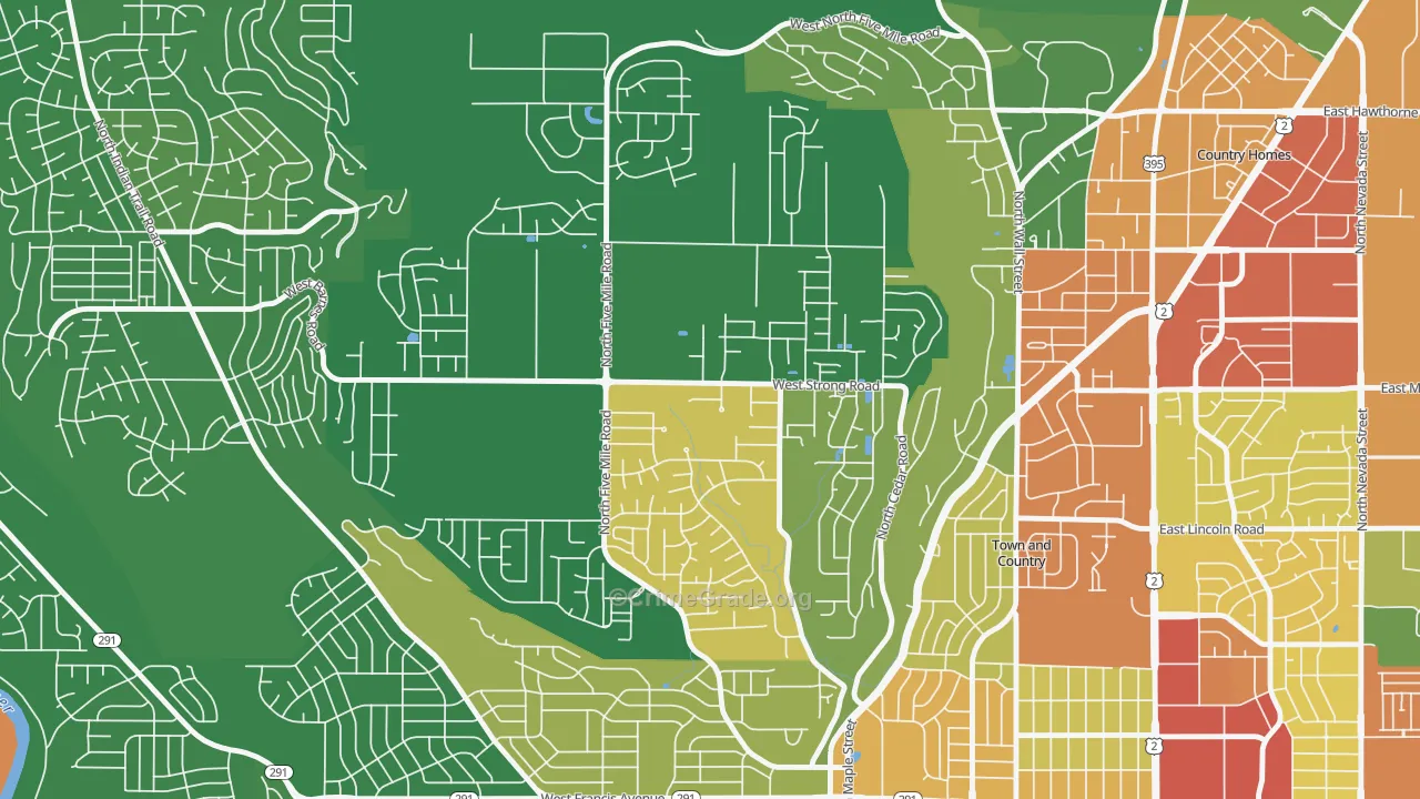 Five Mile Prairie, Spokane, WA Map of Assault Rates