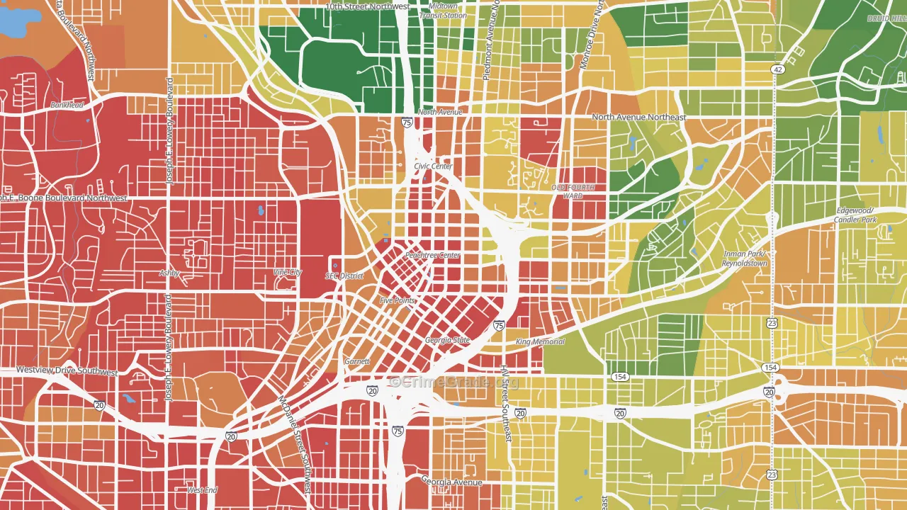 Five Points, Atlanta, GA Map of Assault Rates