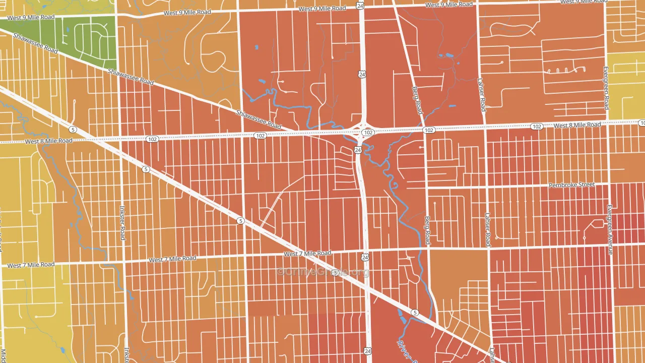 Five Points, Detroit, MI Map of Assault Rates
