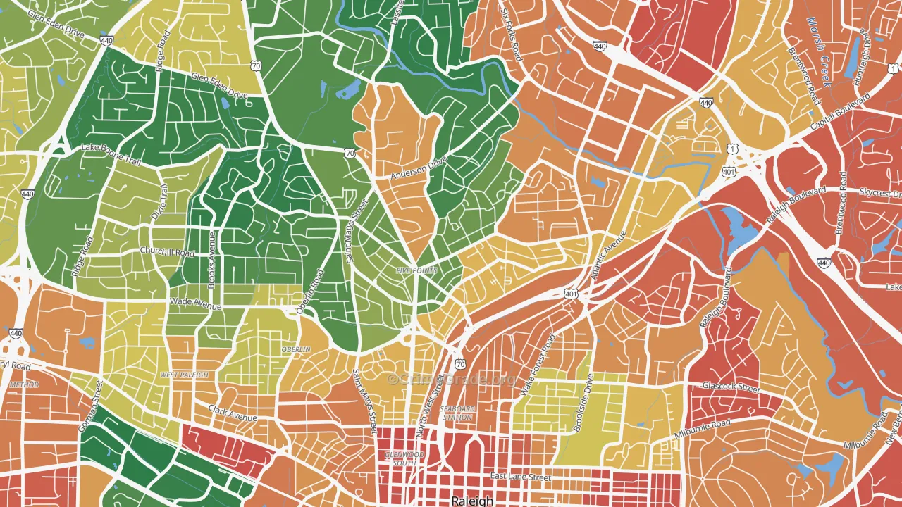 Five Points, Raleigh, NC Map of Assault Rates