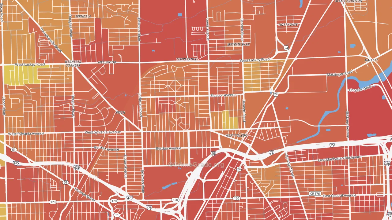 Five Points, Toledo, OH Map of Assault Rates