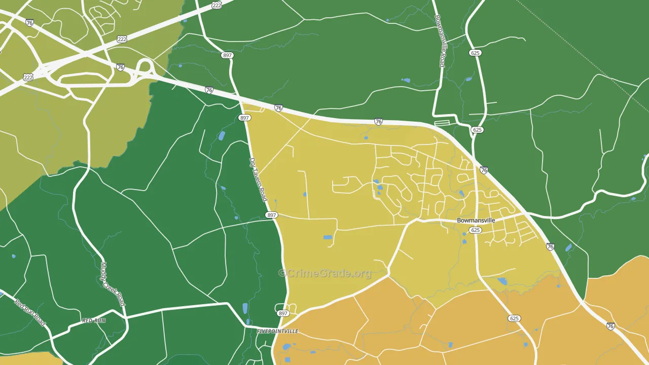 Fivepointville, PA Map of Assault Rates
