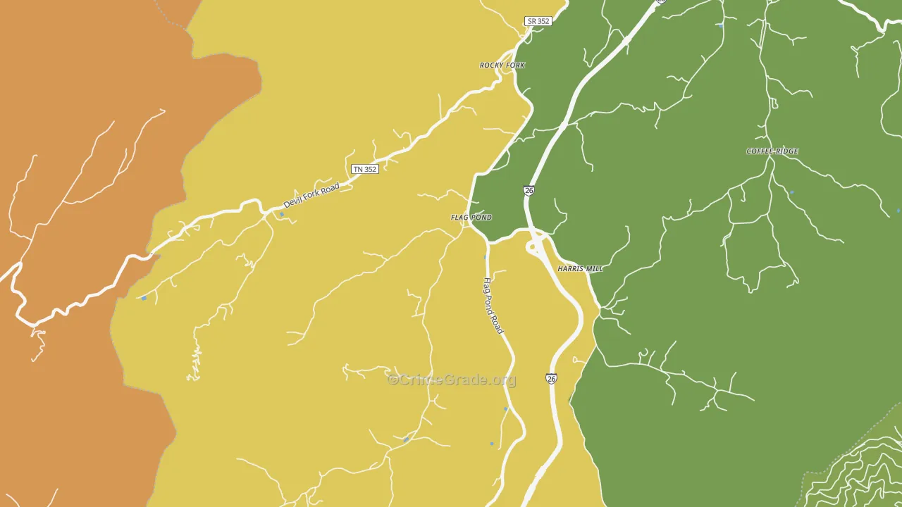 Flag Pond, TN Map of Assault Rates