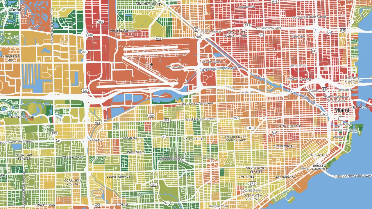 Flagami, Miami, FL Map of Assault Rates