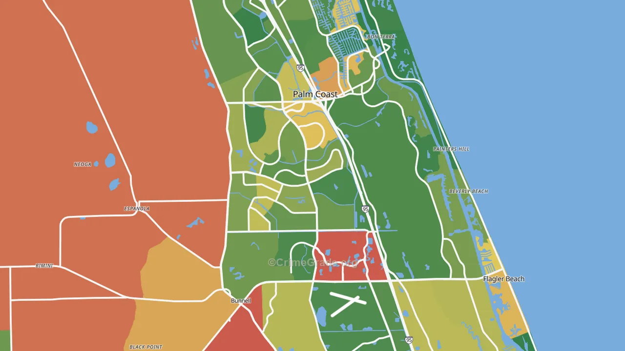 Flagler County, FL Map of Assault Rates