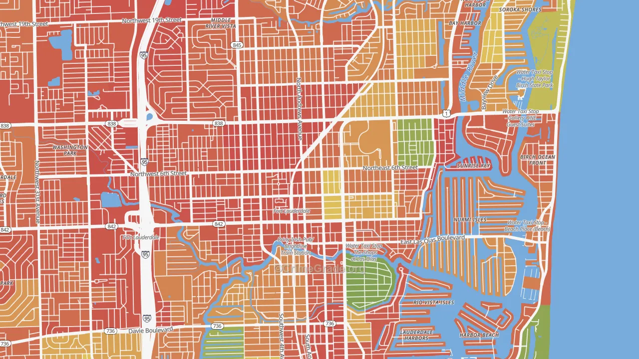 Flagler Heights, Fort Lauderdale, FL Map of Assault Rates