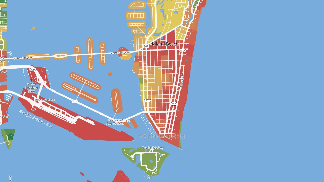Flamingo-Lummus, Miami Beach, FL Map of Assault Rates