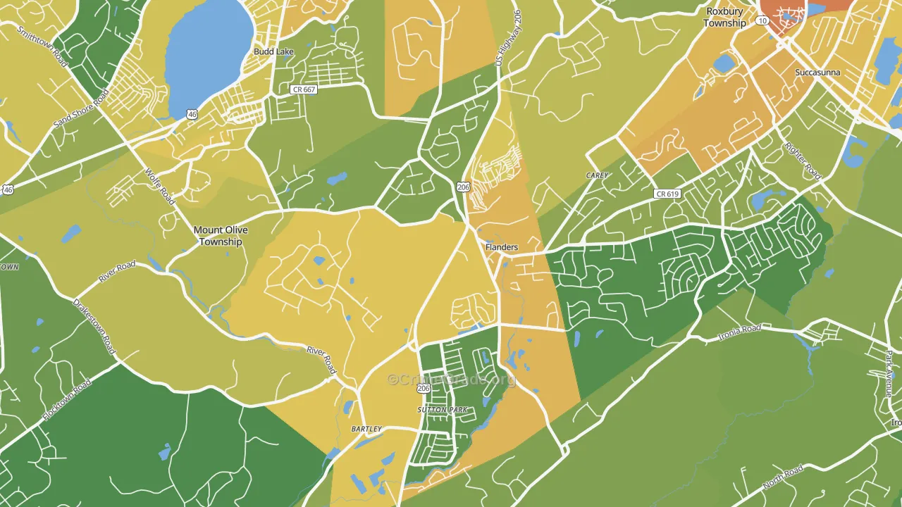 Flanders, NJ Map of Assault Rates